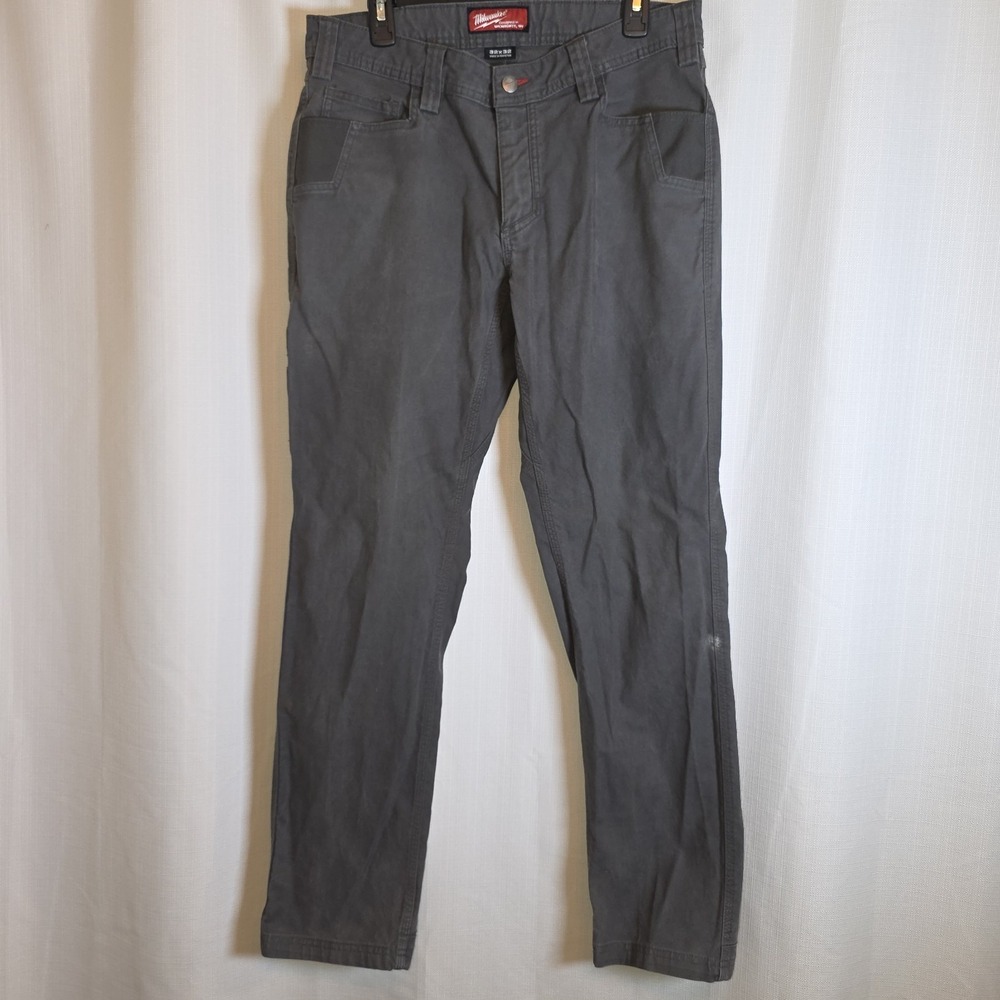 Milwaukee Men's Core Work Pants Straight Fit 32x32 Gray 7 Pocket Grey Reinforced